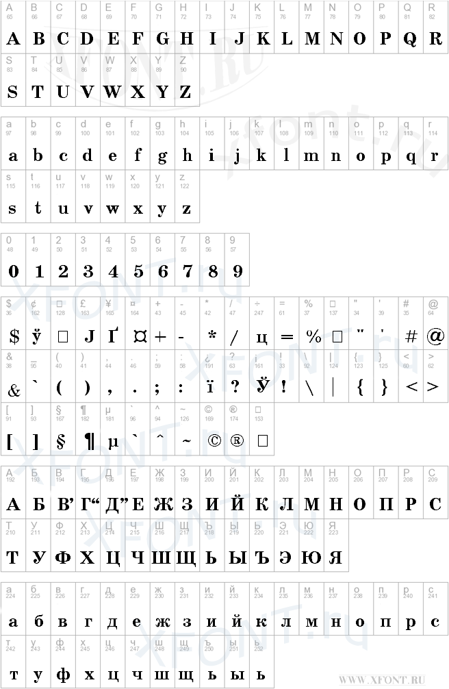 SchoolBook Bold Cyrillic