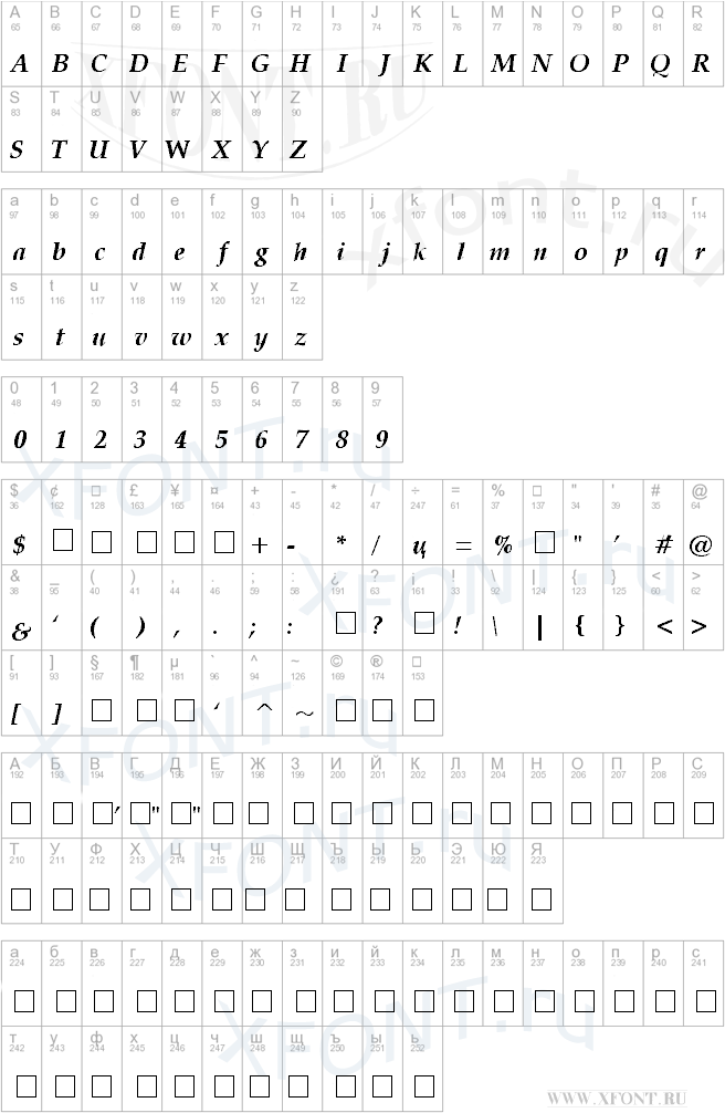 Palatino Cyrillic Bold Italic