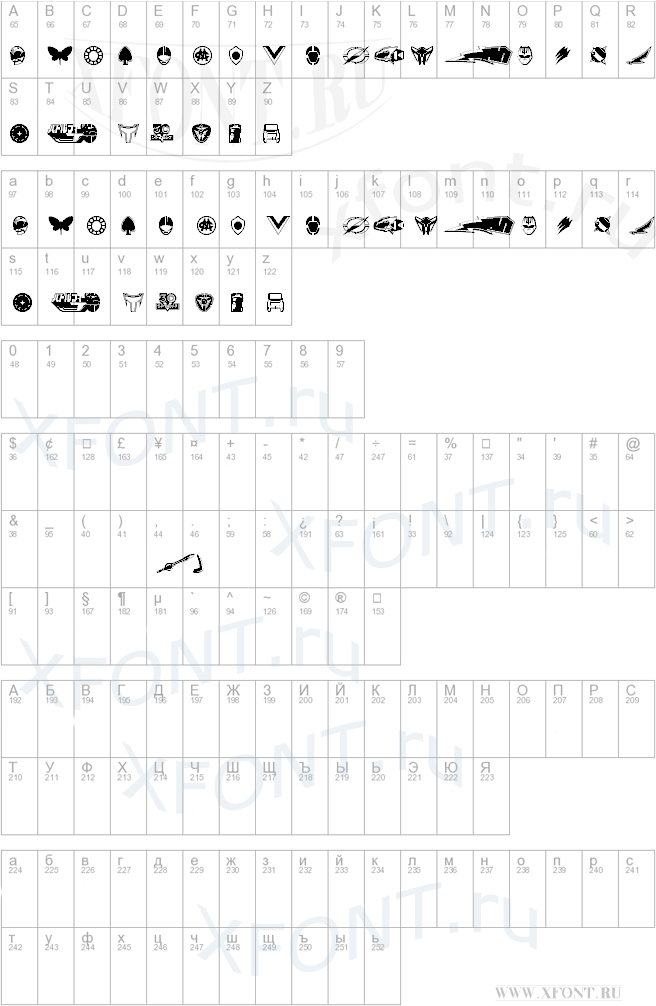 шрифты Sentai 30 Dingbats Sentai 30 Dingbats