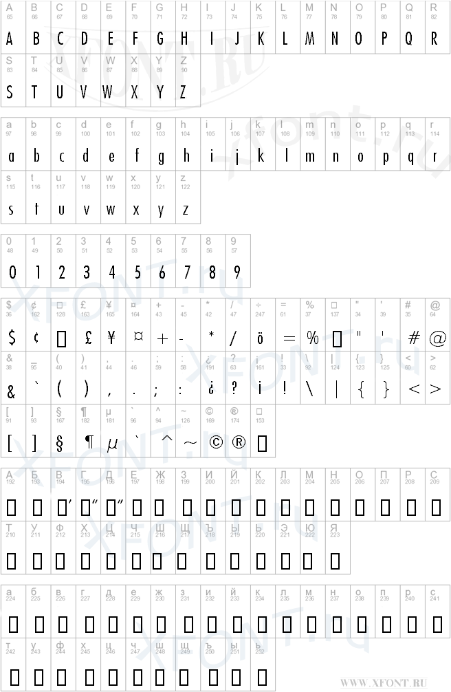 шрифты Futura Light Condensed BT Futura Light Condensed BT