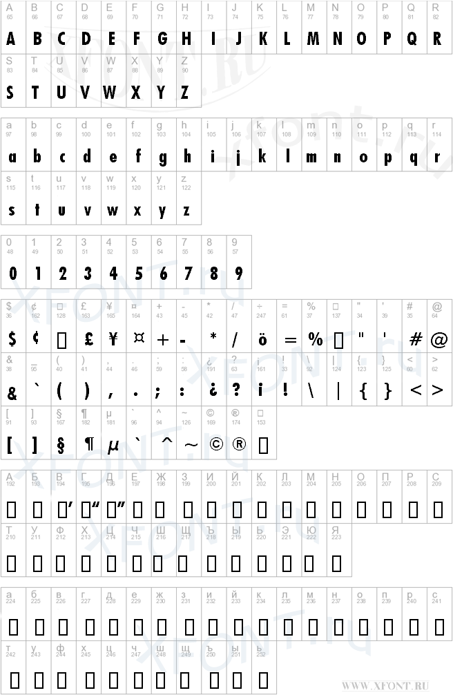 шрифты Futura Bold Condensed BT Futura Bold Condensed BT
