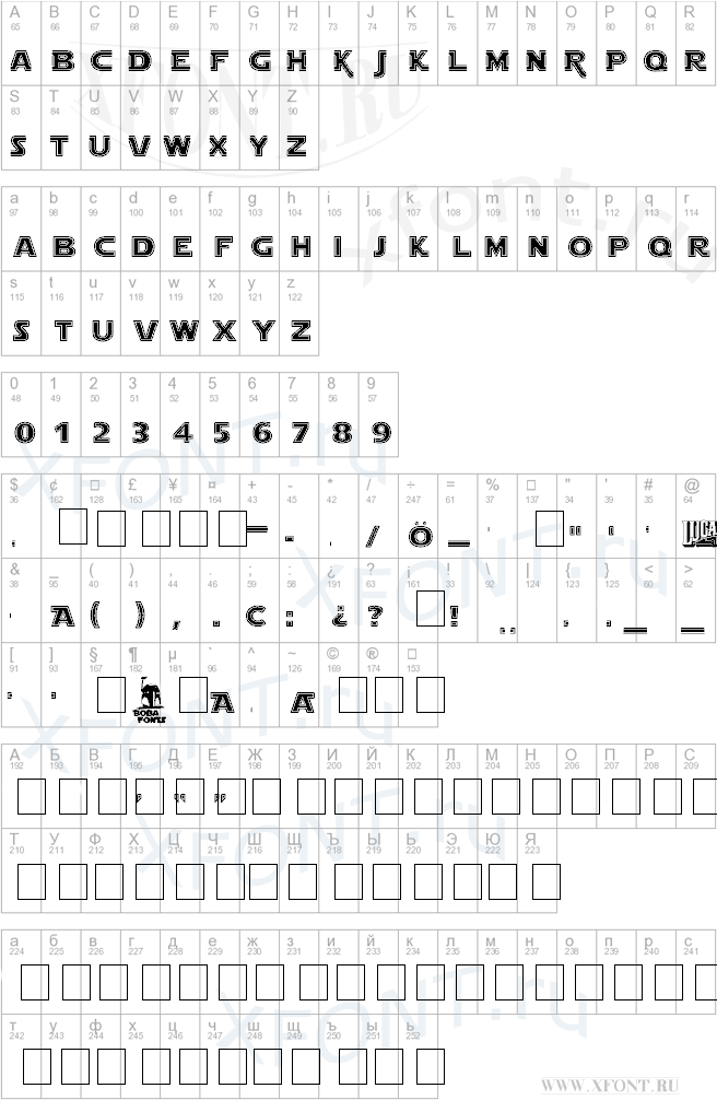 Star Jedi Outline XFont.ru шрифты, скачать шрифт бесплатно
