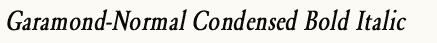 font шрифт Garamond-Normal Condensed Bold Italic
